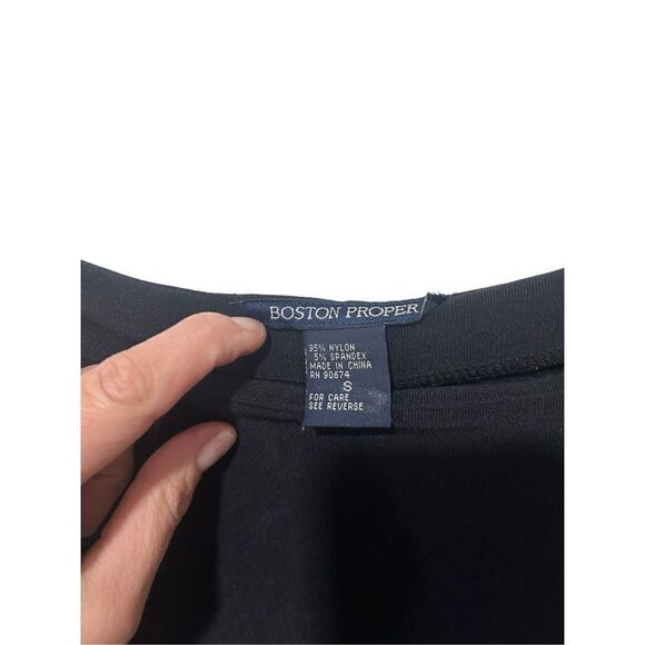 Boston Proper Black 3/4 sleeve nylon spandex mini dress square neckline size m - Picture 3 of 8